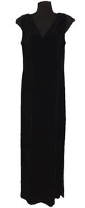 Reggio schwarz volle Länge ärmellos festliches Kleid Größe 10 Samt sexy Seitenschlitz - Bild 1 von 7