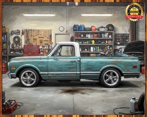 1972 Chevrolet C10 Patina - Painting - Metal Sign 11 x 14 - Picture 1 of 4