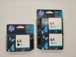 Atrament HP 64 1X czarny + 2X trójkolorowy uszczelniony EX 10/23 - Zdjęcie 1 z 3