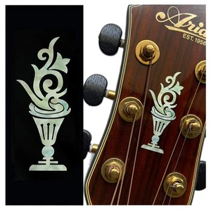 Inlay Aufkleber Abziehbild für Gitarre Kopfplatte - Blumentopf/Taschenlampe (2 Stück Set) - Bild 1 von 3