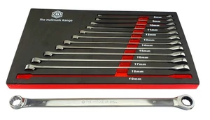 Britool Hallmark XL Ratchet Ring Spanner Set Sizes 8 To 19mm In Foam Tray - Picture 1 of 6