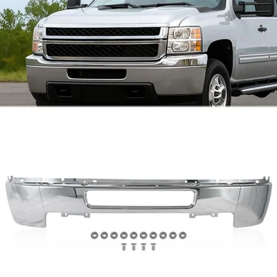 Chrome Front Bumper For 2011-2014 Chevy Silverado 2500 HD 3500 HD W/O Fog Holes - Image 1 of 4