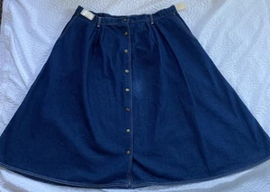 Vintage Plus Size Jean Demin Skirt Western Full Hoop Snap Buttons 38 Inch Waist - Picture 1 of 10