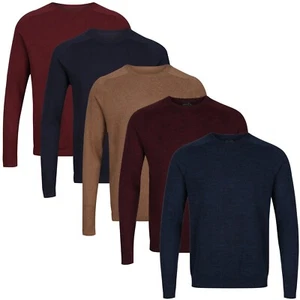 Crew Neck Jumper New Famous Store Mens Fine Textured Knit Cotton Pullover Top - Picture 1 of 19