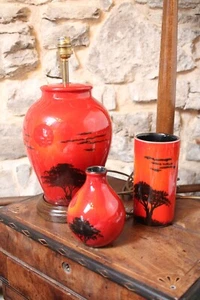 Lampada da tavolo Poole Pottery cielo africano con vasi abbinati - Foto 1 di 8