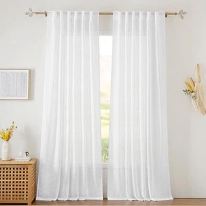 White Curtains Sheer - Linen Texture Sheer Window Covering Light & Airy Trans... - Picture 1 of 8