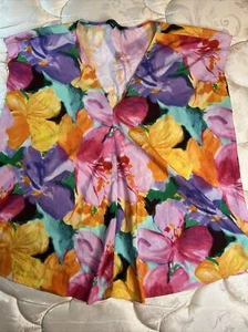 Lauren Ralph Lauren Women’s Top Size 1X Orange Yellow Pink Green Sleeveless Sexy - Imagen 1 de 19