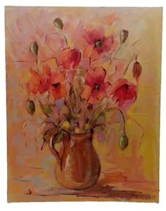 " PAPAVERI "  ADORNI   2005  40X50   DIPINTO OLIO  SU TELA CERTIFICATO - Imagen 1 de 2