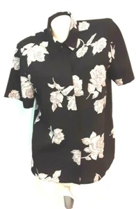 Blusa Alfred Dunner Negra Con Rosas Blancas Gris Manga Corta Misses Talla 8 - Imagen 1 de 4