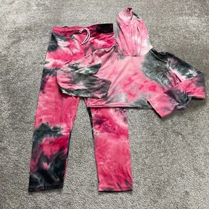 Unbranded 2 Piece Lounge Set Sweatpants Cropped Hoodie Jacket Juniors XL Tie Dye - Picture 1 of 19