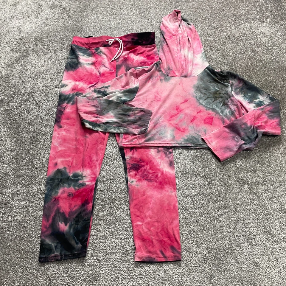 Unbranded 2 Piece Lounge Set Sweatpants Cropped Hoodie Jacket Juniors XL Tie Dye - Image 1 of 4