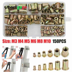 150PCS M3 M4 M5 M6 M8 M10 Rivet Nuts Kit Open End Threaded Nutsert Insert BSG - Picture 1 of 12