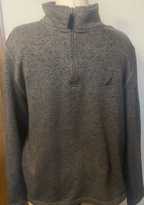 Nautica Fleece Pullover Herren LARGE grau 1/4 Reißverschluss Top Zustand - Bild 1 von 5
