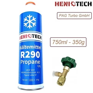 Heniotech Kältemittel R290  - 370G / 750ml Propan Einwegdose optional Eckventil - Bild 1 von 21