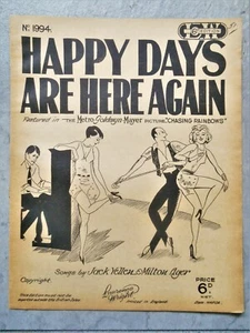 '29 Film sheet music HAPPY DAYS ARE HERE AGAIN by Yellen & Ager CHASING RAINBOWS - Picture 1 of 3