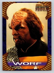 Tarjeta intercambiable Sky Box 1997 Star Trek Espacio Profundo Nueve Perfiles #11 Worf Klingon - Imagen 1 de 2