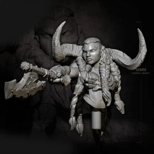 55mm BUST Huntress Battle Ax Horn Resin Figure Model Kit Unassembled Unpainted - Picture 1 of 5
