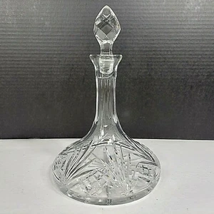 Captain's Ship Whiskey Decanter Barware Cocktails Crystal Glass & Stopper VTG - Picture 1 of 10