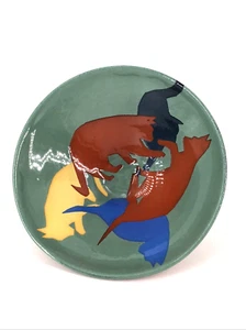 Westcote Bell Pottery Vaughn Smith Cat Silhouettes Playing Bowl Trinket Dish - Picture 1 of 9