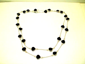 AB schwarzer Spinell ausgefallene Facette .925 Silber geschichtet 24 Stationen Halskette 36" - Bild 1 von 3