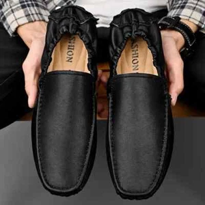 Business Men's Casual Leather Shoes Outdoor Moccasin Loafer Flats Soft Shoes - Picture 1 of 15