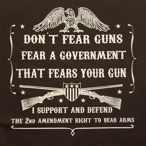 ALL AMERICAN OUTFITTERS DON'T FEAR GUNS SUPPORT THE 2ND AMENDMENT SHIRT - Picture 1 of 3