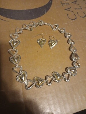 Juego de collar/orejas Silvertone sin marca Foto 1 de 4