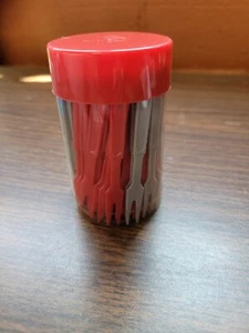 Ohio State Appetizer Relish HorsD'Oeuvre Cocktail Forks Plastic Scarlet & Gray - Picture 1 of 3