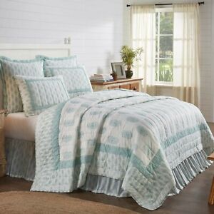 Avani Sea Glass Quilts  Accessories Country Cottage Patchwork VHC Brands Aqua