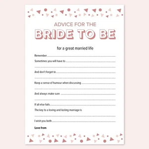 Advice for the Bride To Be, Hen Party Games, Quiz Hen Do Bridal Party Accessory - Picture 1 of 24