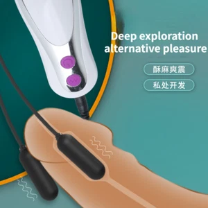 Männlicher elektrischer Harnröhrendehner Dick Dilator Dual Ei Penisplug Verstärker Werkzeug - Bild 1 von 7