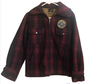 Trendy Vintage 40s 50s Woolrich Mackinaw Buffalo Plaid Jacket Mens 36 Red Black - Picture 1 of 16