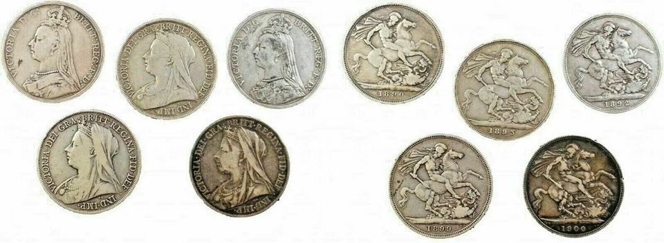 British Crown Silver, 5 different dates, Nice Grade - Image 1 of 1