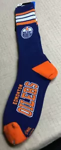 Edmonton Oilers NHL For Bare Feet Dual Logo Oilers Size Large Socks - Picture 1 of 3