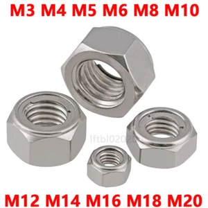 Metal Self-locking Hexagon Nuts Insert Lock/Stop 304 Stainless Steel M3- M20 - Picture 1 of 5