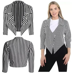 Women's Ladies Halloween Cropped Style Waterfall Blazer Jacket Coat Top PlusSize - Picture 1 of 13