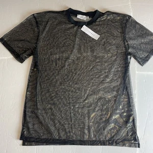 Topman Para Hombres Negro Dorado Brillo Transparente Calce Suelto Manga Corta Talla S Nuevo con Etiquetas - Imagen 1 de 8