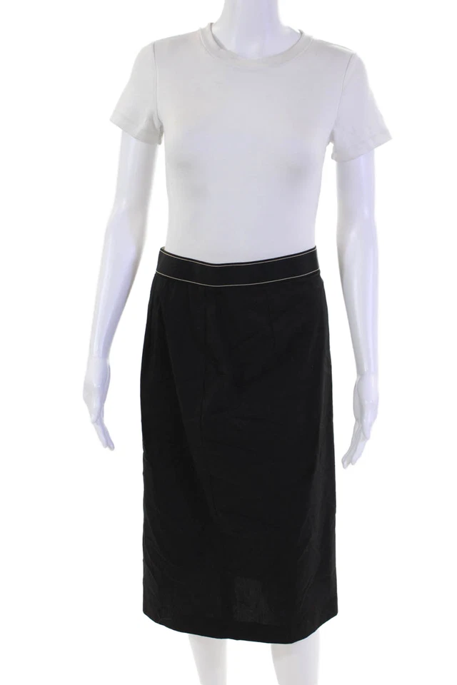 Saia Vince Feminina Básica Algodão Leve Elástica Cintura com Zíper Preta Tamanho 4 - Imagem 1 de 4