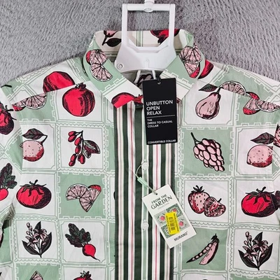$95 NUEVA Camisa Murano From the Garden Hombres Mediana Calce Ajustado Manga Corta Verde Rojo Foto 1 de 4
