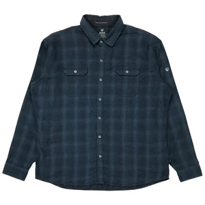 Kuhl Born On The Mountains Flannel Shirt Mens 2XL XXL Blue Plaid Button Down Up - Picture 1 of 4