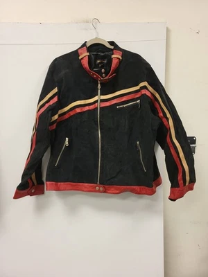 Jaqueta feminina Ashley Stewart tamanho 22 preta camurça couro listra detalhe moto - Imagem 1 de 4