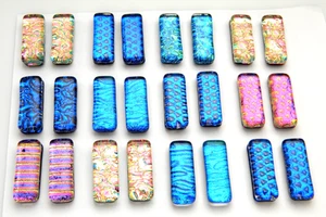 FOR DANGLE EARRINGS Lot of 24 pcs HANDMADE DICHROIC FUSED GLASS (BC10) CABOCHONS - Picture 1 of 4