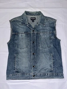 Vintage Steve & Barry’s Cutoff Vest Trucker Jacket Outlaw Biker Mens Sz Large - Picture 1 of 7