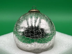 Vintage kugel 5" silver round Crackle glass ornament - Picture 1 of 6