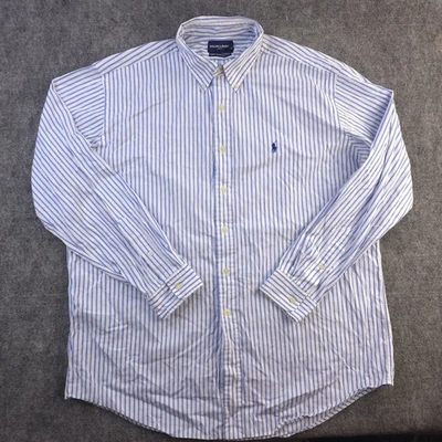 Camisa de Golf Ralph Lauren XL Calce Clásico Azul Rayas Verticales Manga Larga Botón Foto 1 de 4