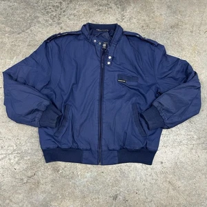 Vintage Members Only Jacket Mens Size 44 Blue Full Zip Bomber Coat Hong Kong 80s - Picture 1 of 10