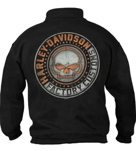 Sudadera pulóver Harley-Davidson para hombre Halo Skull 1/4 cremallera cadete - negra - XL - Imagen 1 de 8