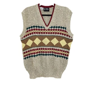 Eskimo Knitwear Linen Blend Men’s M Grandpa Sweater Vest Southwestern VTG Y2K - Picture 1 of 12