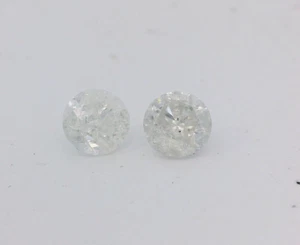 Matching 0.49ct each (0.98ctw) Round Loose Natural Diamonds F, I2-I3  4.8mm - Picture 1 of 6