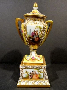 Hervorragende antike handbemalte Sockelurne Helena Wolfsohn Dresdner Liebhaber um 1881 - Bild 1 von 12